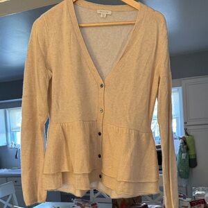 Garnet Hill Cream Peplum Cardigan